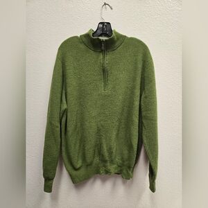 Donald Ross Men’s Merino Wool Quarter-Zip Sweater – Green        Size: Men’s XL